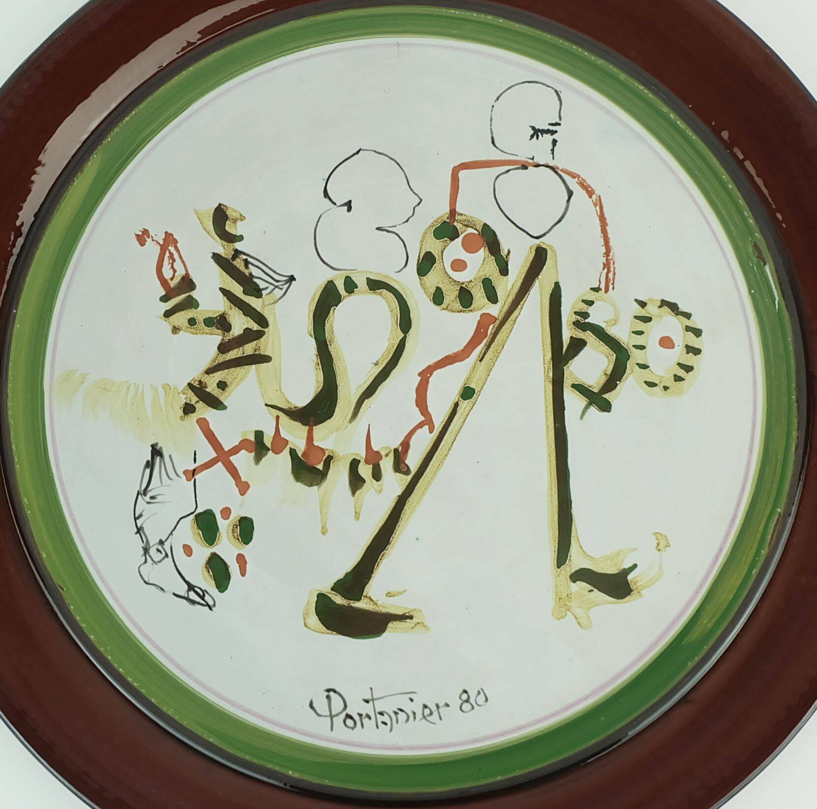Unique gilbert portanier ceramic wall plate art ceramic signed portanier 80 vallauris