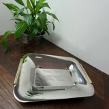 Silver and gold metal serving tray