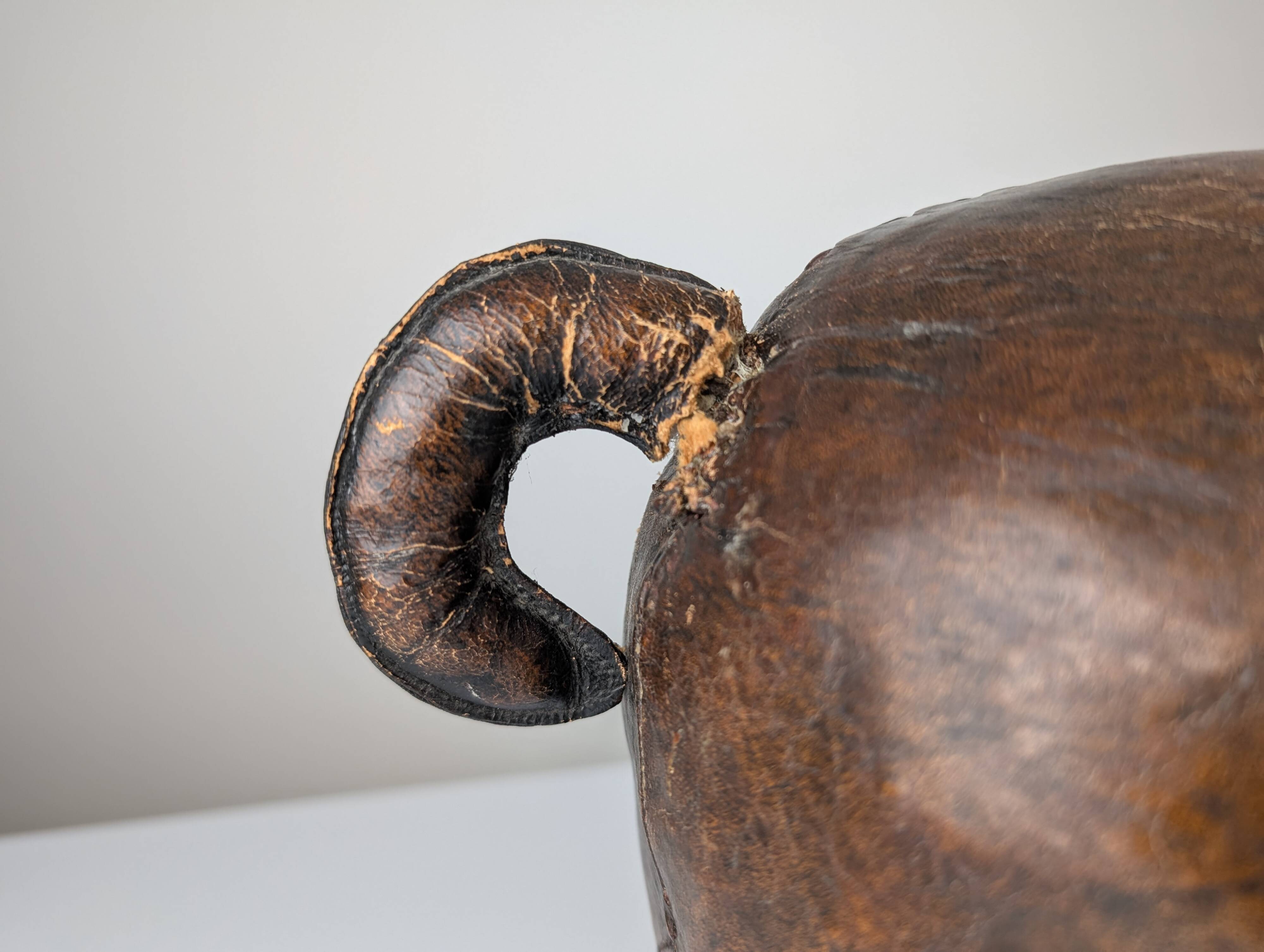Leather pig ottoman  att dimitri omersa, 1960s