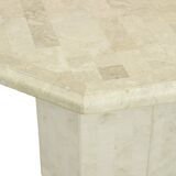 Vintage Octagonal Dining Table Travertine Natural Stone Italy 70s