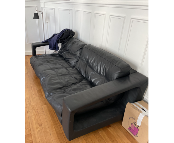 Steiner Ranelagh Sofa 4 Seats Upholstered In Black Leather Design Pascal Daveluy Selency Steiner Ranelagh Sofa 4 Seats, Renleigh Leather Sofa