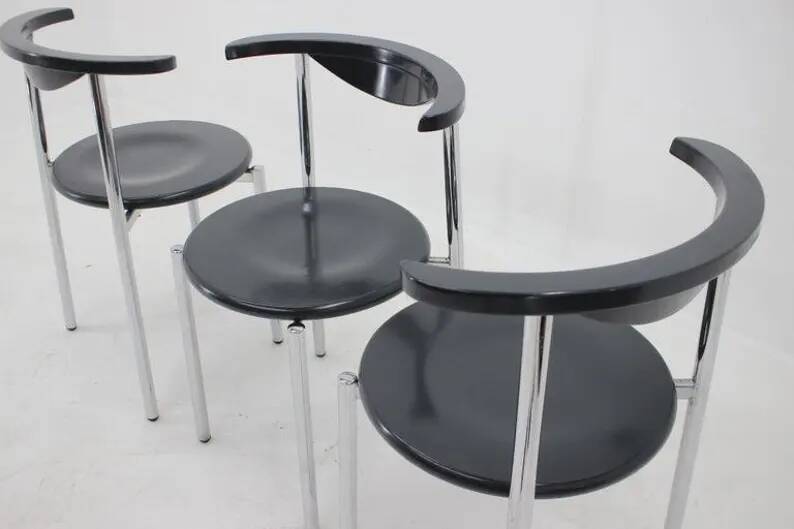 Set of Three Mid Century Dining Chairs, Germany, 1980s