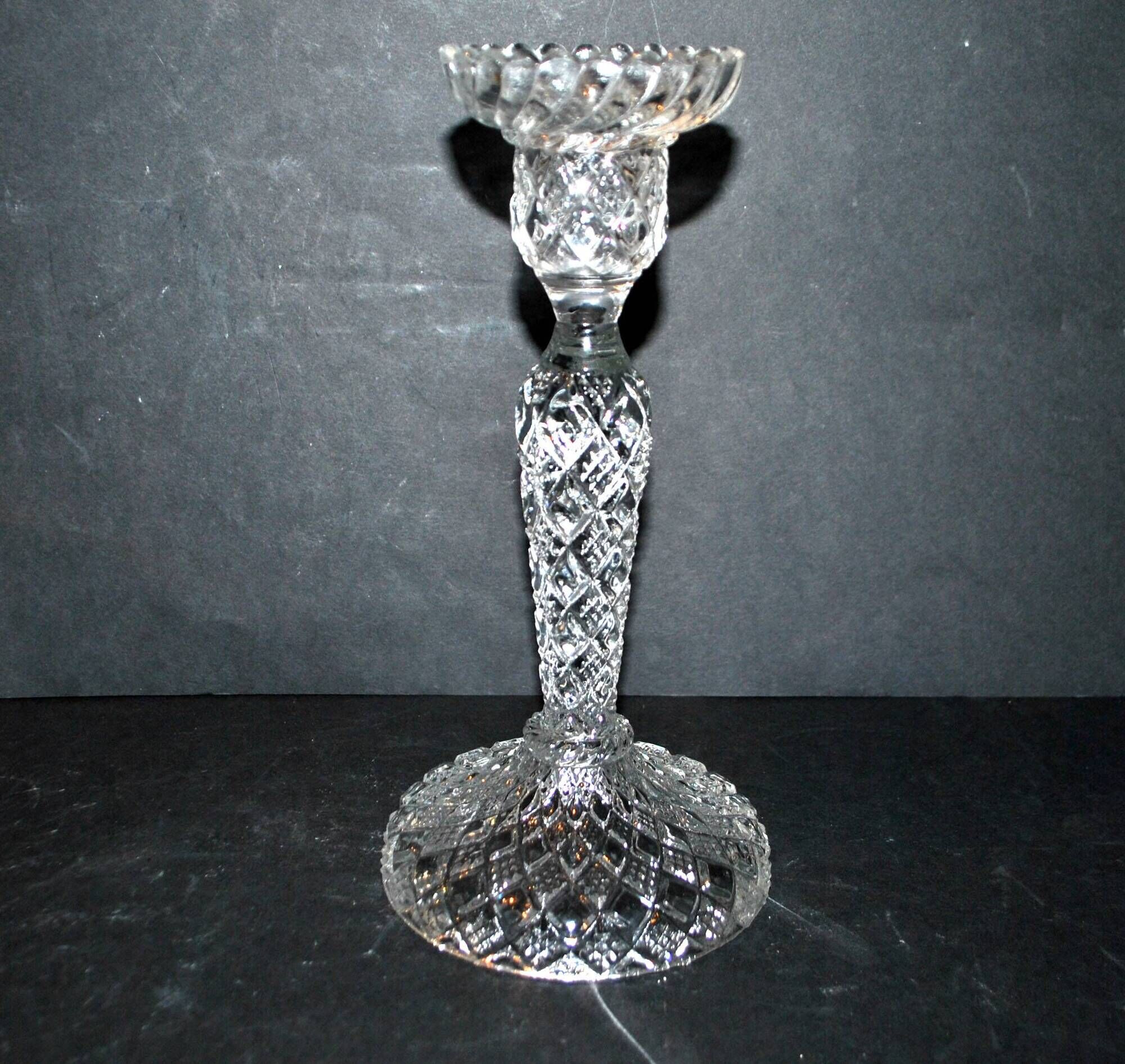 Diamant candlestick candle holder in molded pressed glass by Portieux Vallerysthal
