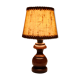 Bedside lamp wooden foot, clip jute lampshade, seventies