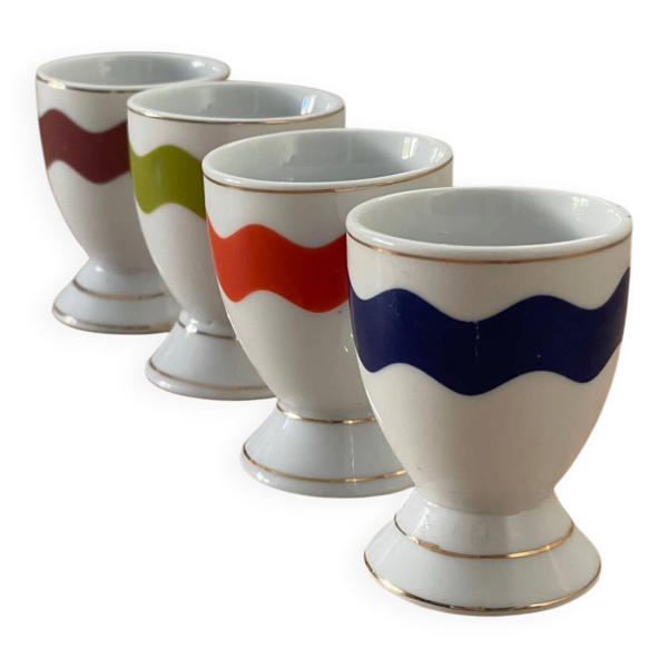 4 coquetiers porcelaine vintage