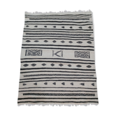 Tapis kilim blanc et noir fait main traditionnel