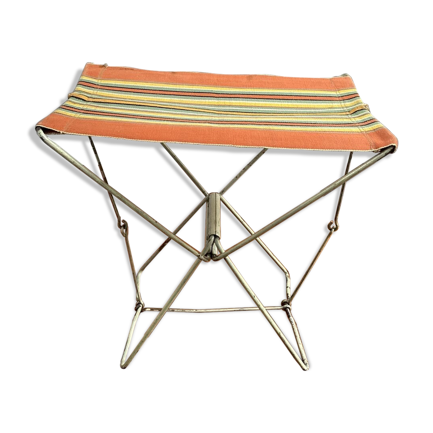 Camping seat beach fabric metal holiday vintage fishing
