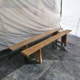 Pair of wooden farmhouse benches