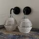 Pair of white, black and silver Art Deco wall lights
