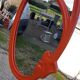 Vintage mirror enamelled cast iron orange