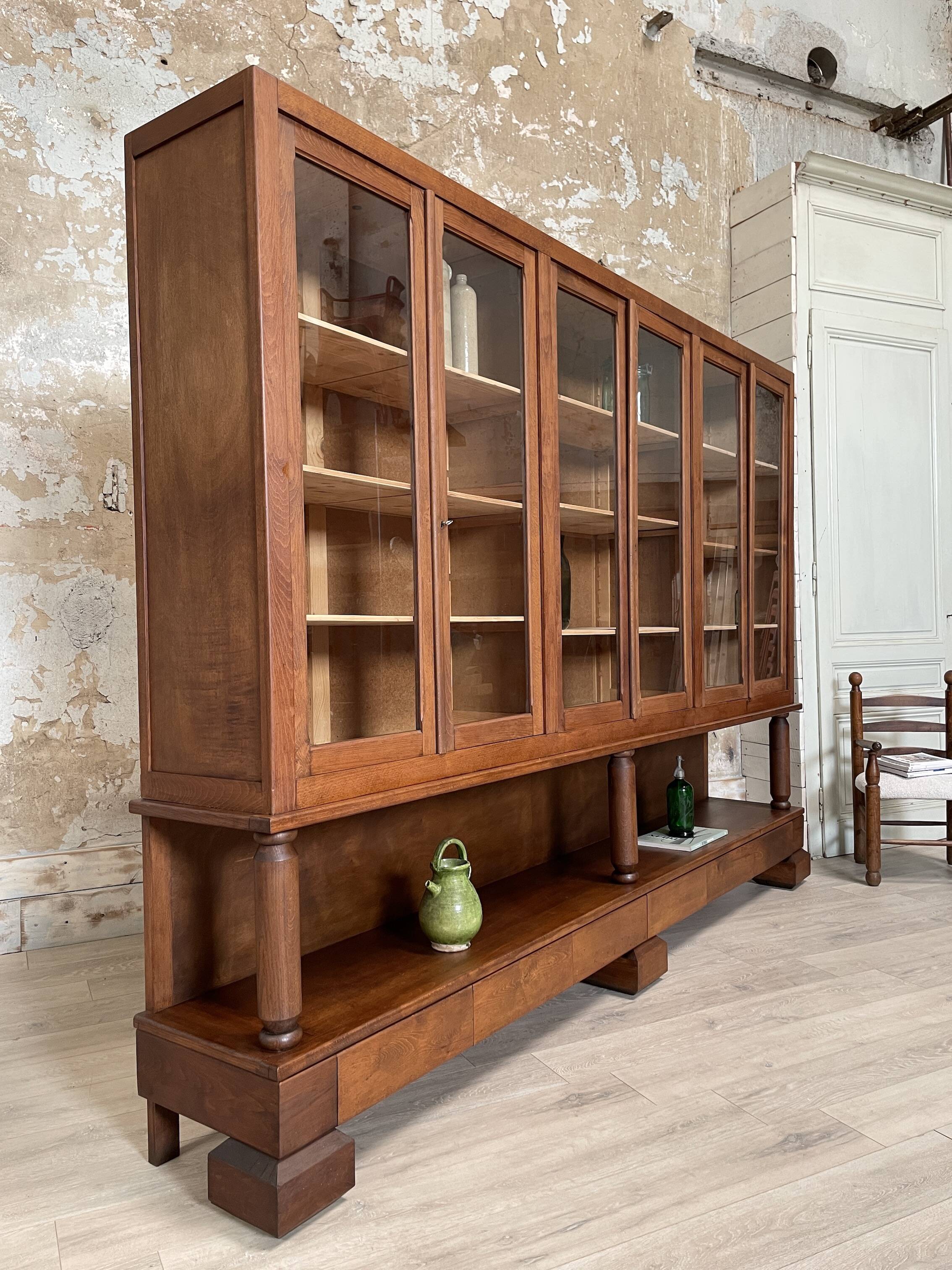 Solid wood display cabinet.