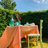Set of 6 green patinated bistro chairs