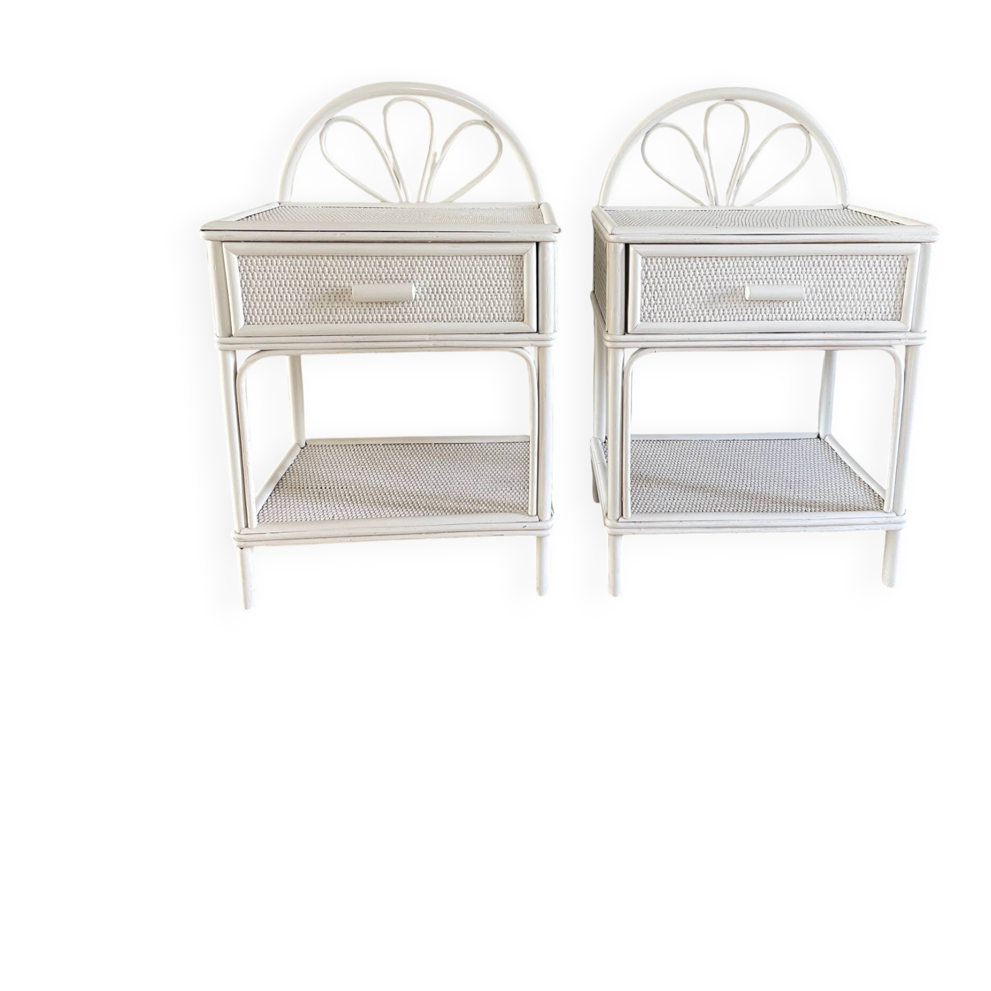 Pair of Vintage Rattan Bedside Tables