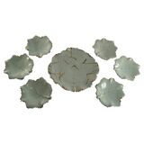 Art Deco Pistachio and Gold Leaf Plates Viloca Paris Caffarelli