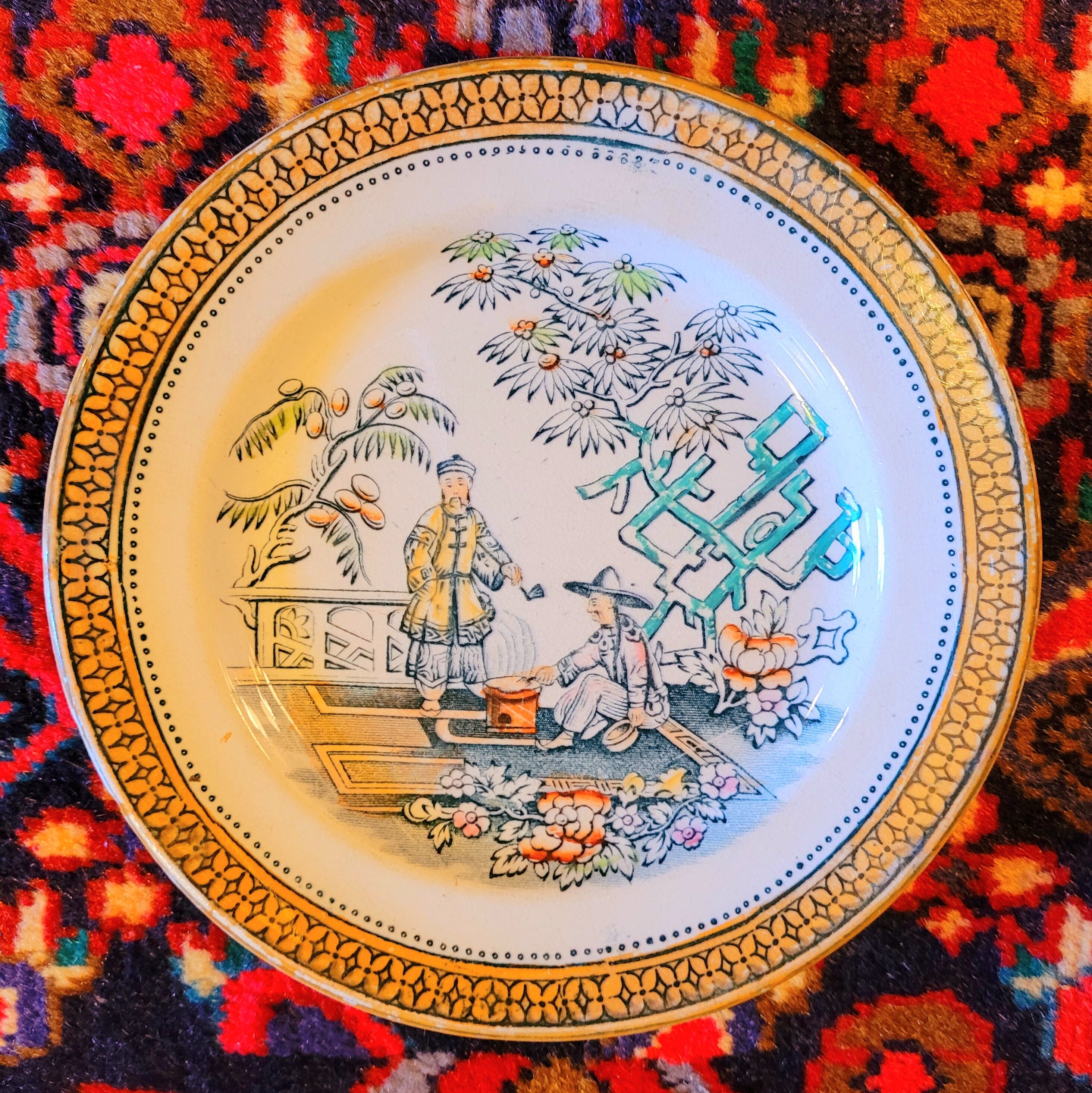 Old vintage plate décor Asia china late nineteenth