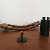 Teakwood and raffia bast cascading lamp by Rispal