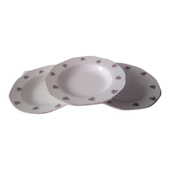 Lot de 3 assiettes Digoin vintage au motif floral