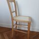 Refurbished wooden chair in beige porcelain