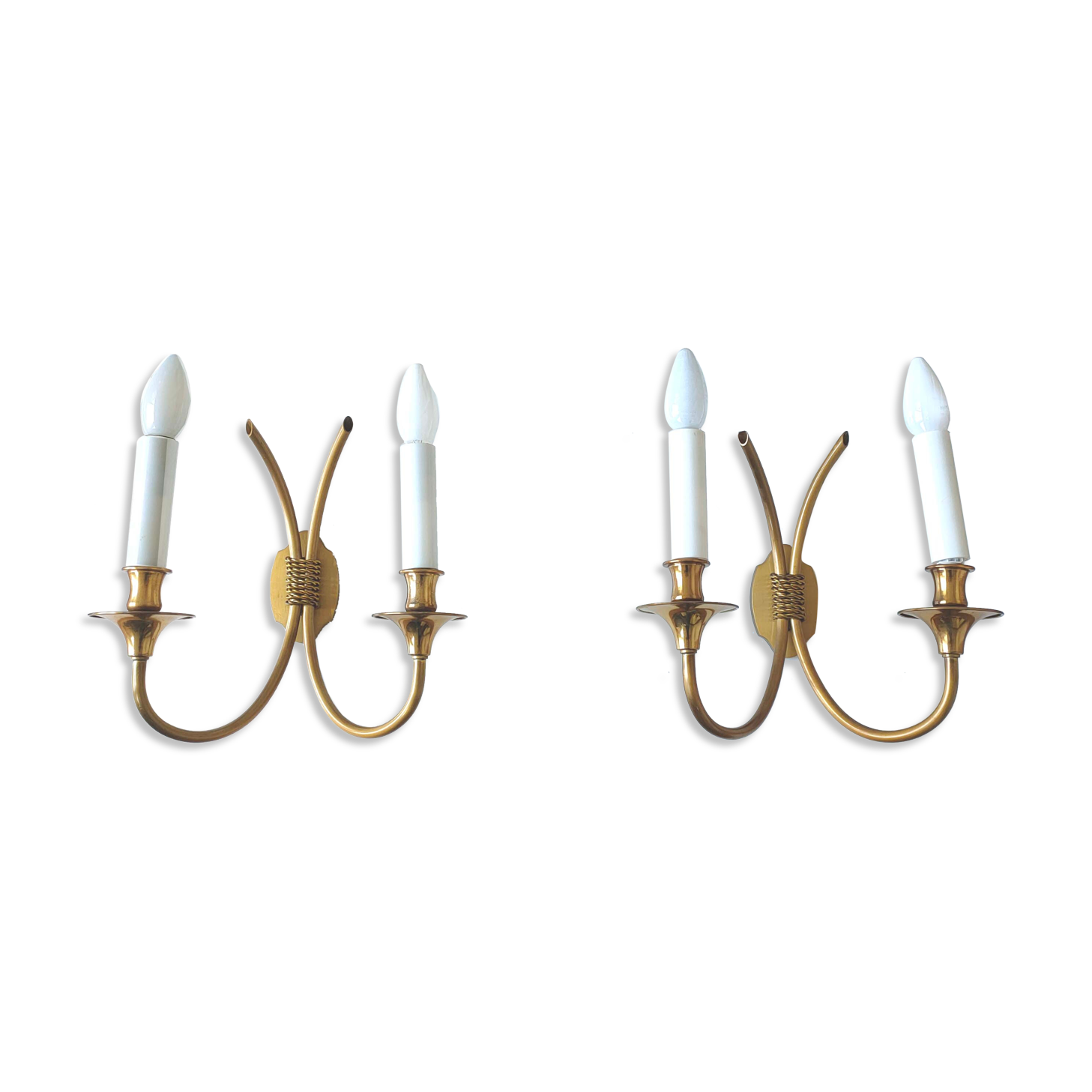 Pair brass wall lighjt