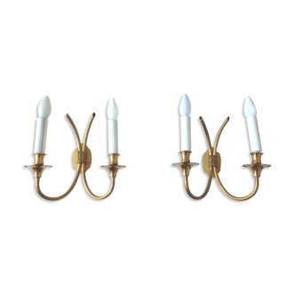 Pair brass wall lighjt