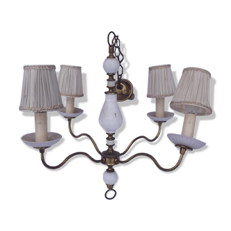 4 metal gold and opalescent arms chandelier