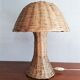 Rotin Lamp / Wicker Bedside Lamp / Mushroom-shaped Lamp / Bamboo / Vintage 1960 / Mid-Century