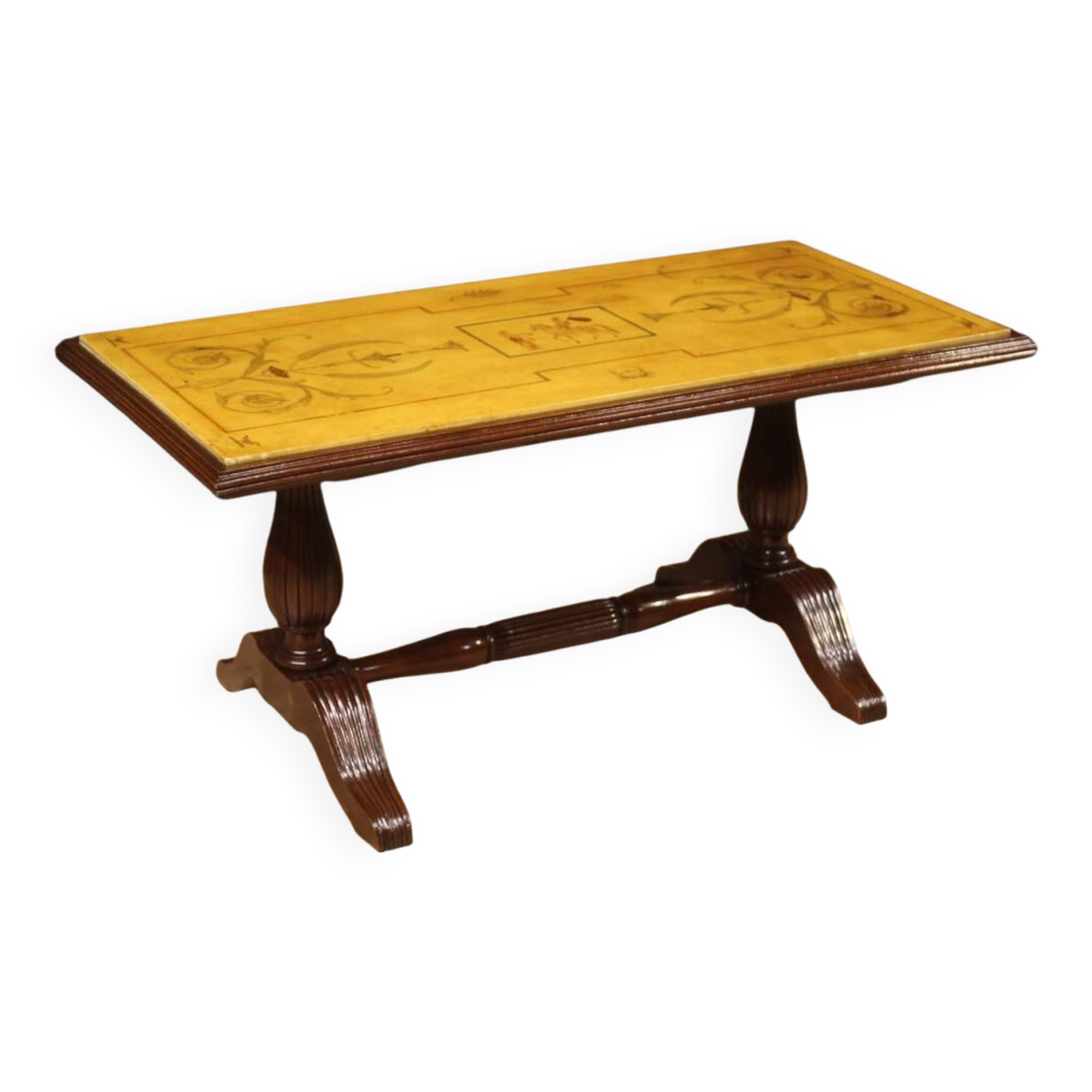 Italian coffee table in wood with marble top from the 60s