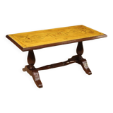 Italian coffee table in wood with marble top from the 60s