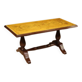 Table basse italienne en bois avec plateau en marbre datant des années 60