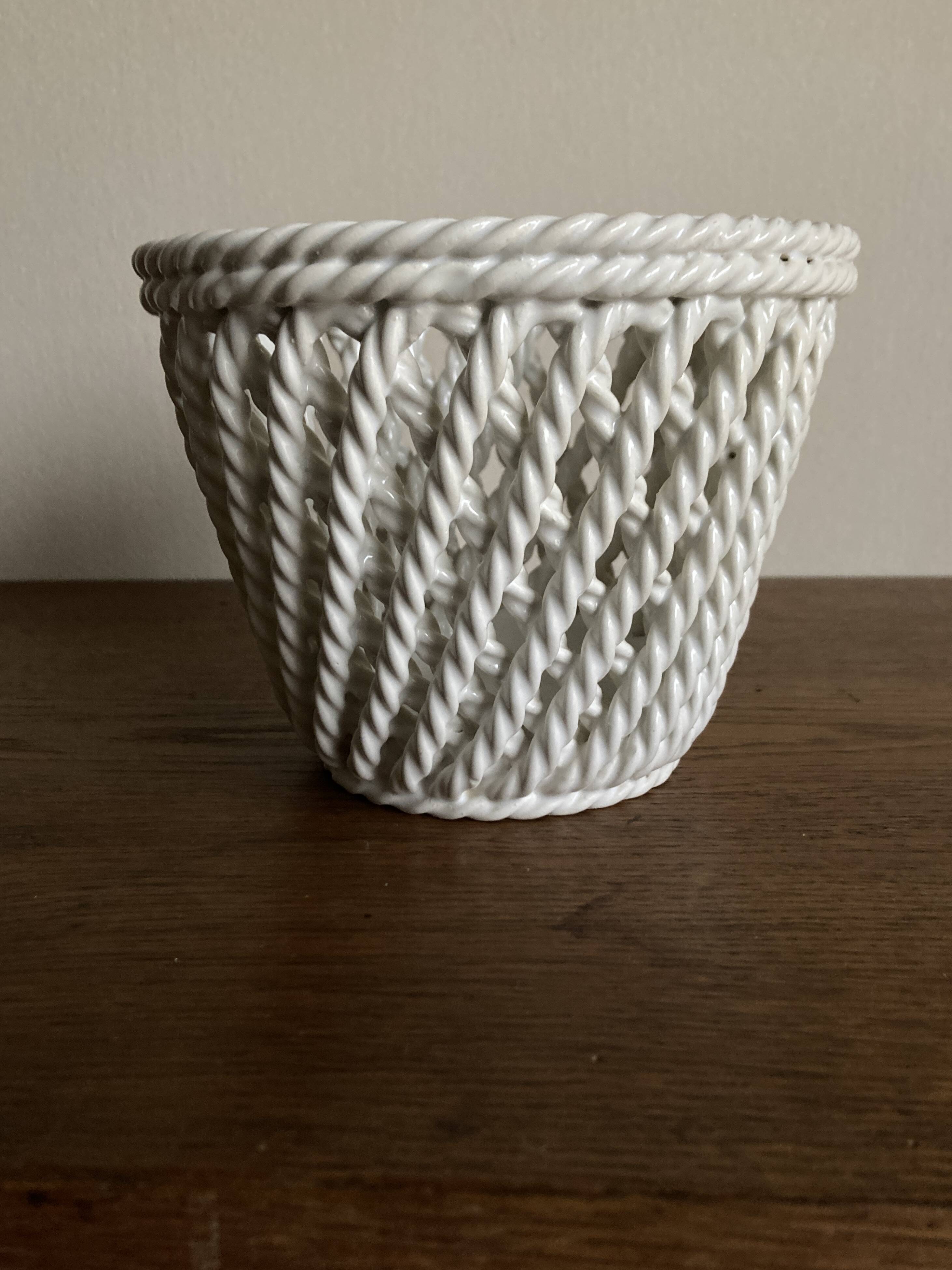 Italian woven ceramic cachepot, 1960s