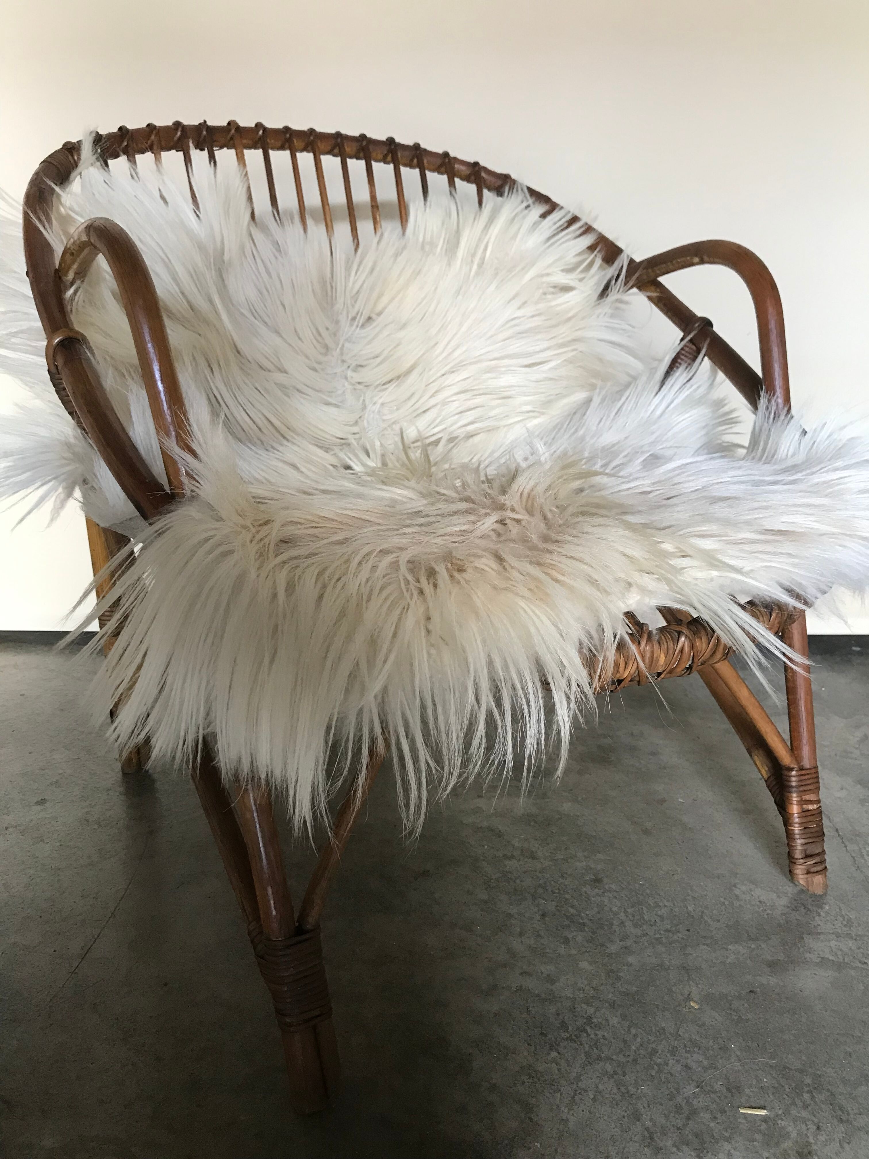 Rattan armchair vintage shell adult 1960