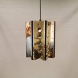 Unique hanging lamp, Danish from the 80s, in shiny metal (chrome) with mirror reflection.