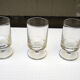3 old transparent glass foot glasses