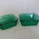 Emerald green glass ramekins Arcoroc, crystal glassware from Arques.