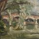 Painting old landscape painting bridge XXth A.Taboureau 1948