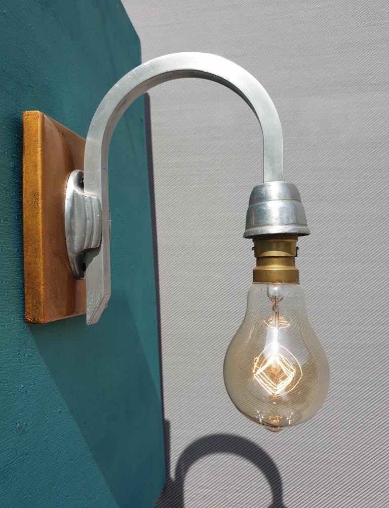 Pair art deco aluminum sconces