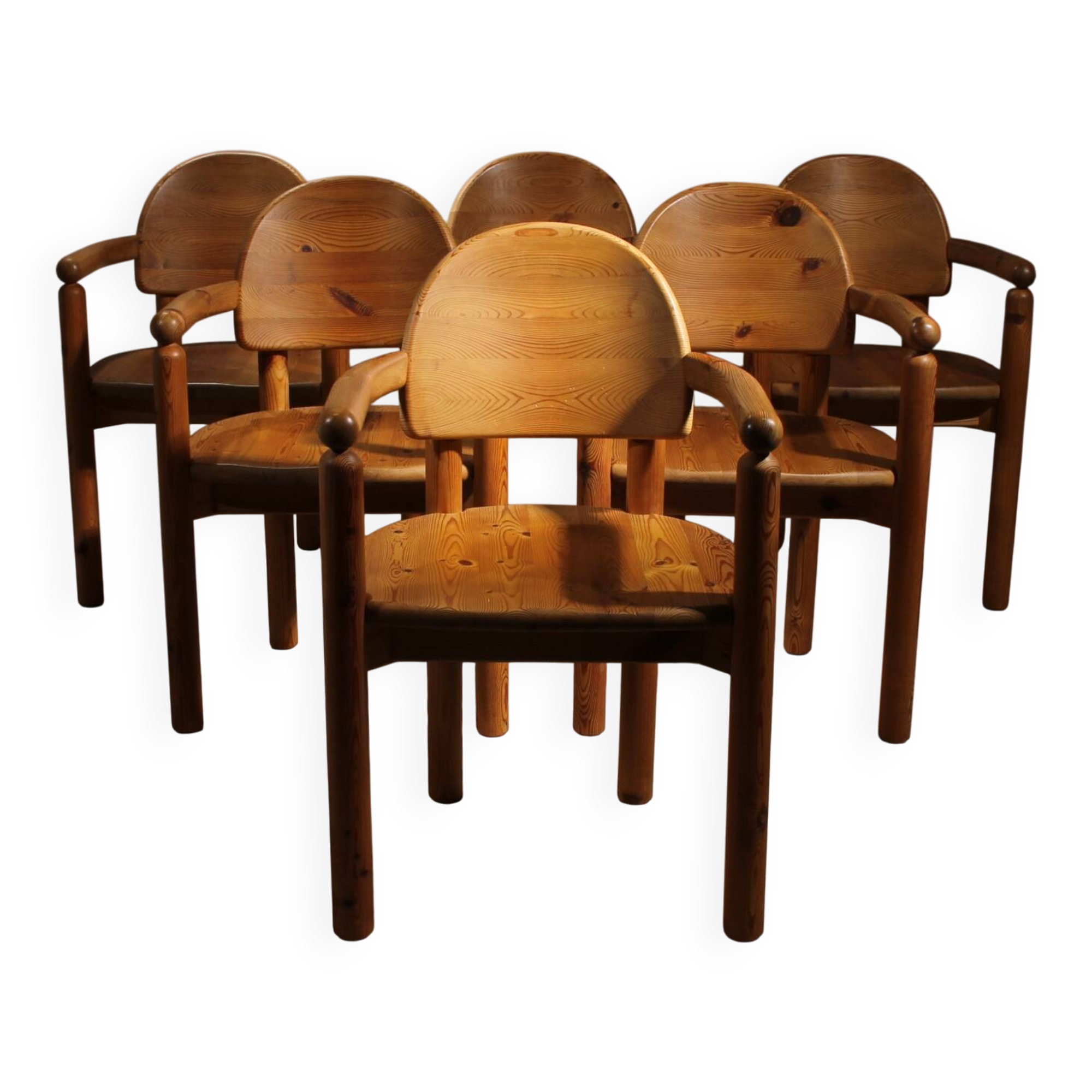 6 fauteuils par Rainer Daumiller en bois de pin, Danemark années 1980