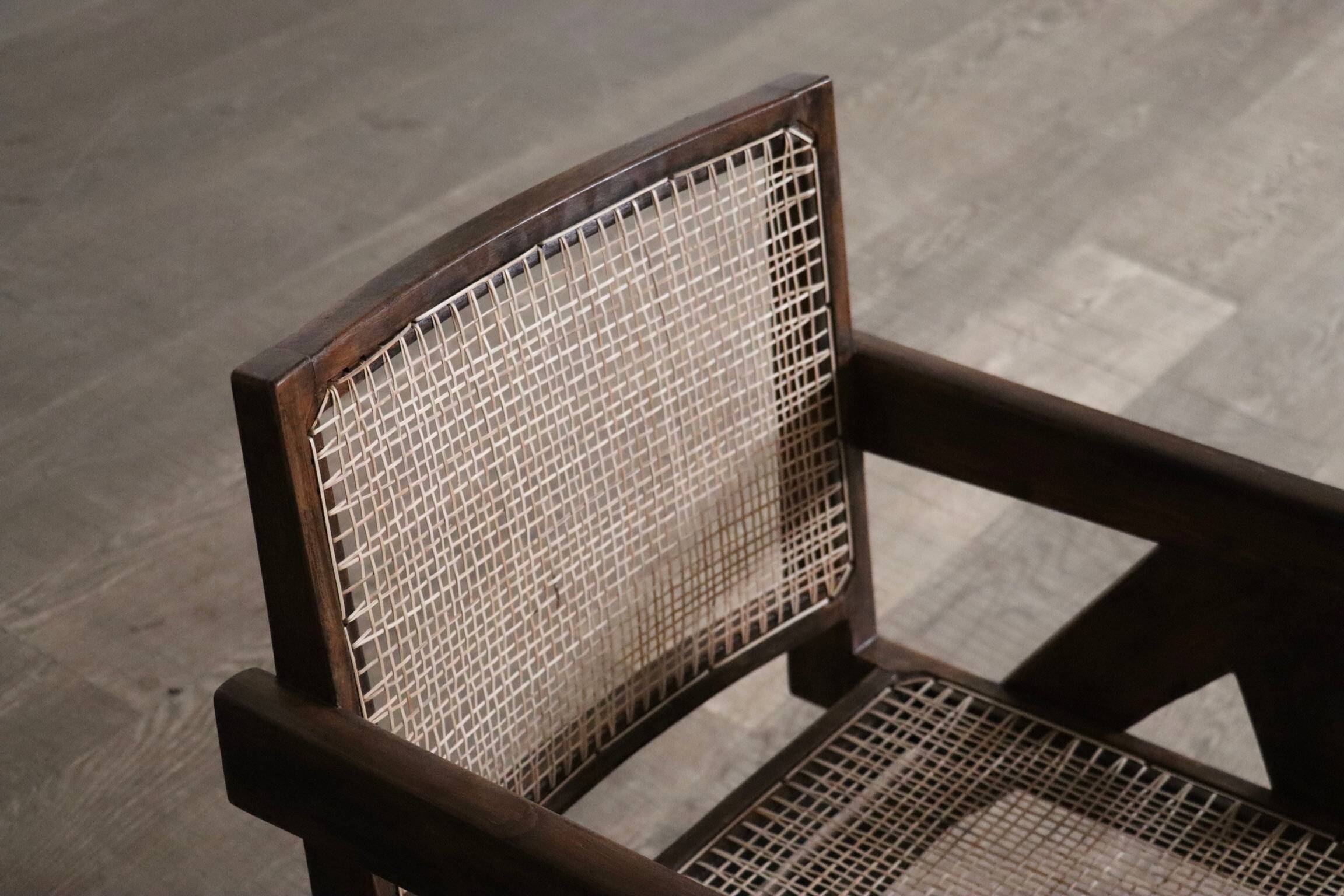 Pierre Jeanneret lounge chairs PJ-SI-29-A in teak and Cane, 1950s