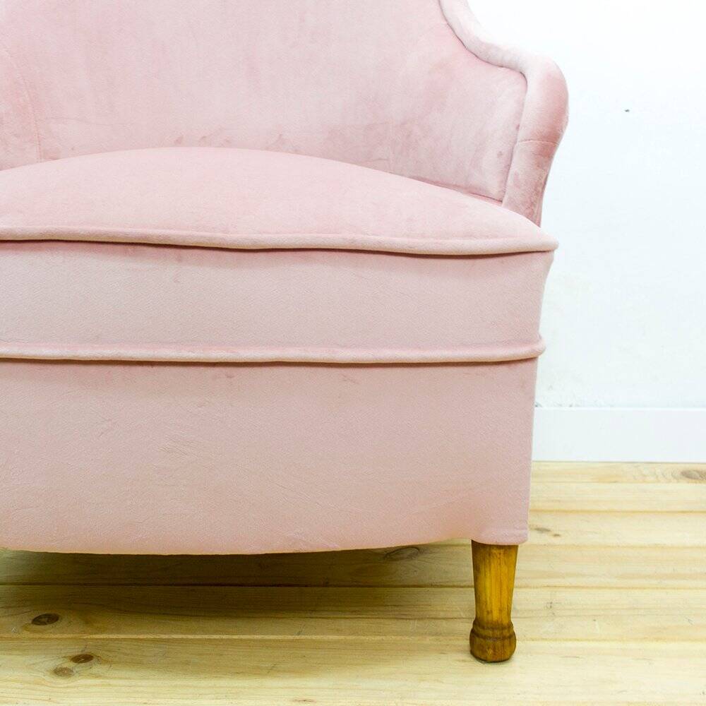 Mid-Century Fabric and Wood Armchair, 1950s