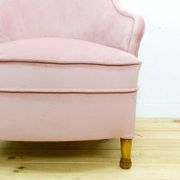 Fauteuil en tissu et bois de style mid-century, années 1950