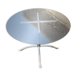 Chrome table with glass dining top from the 1980s.