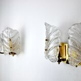 Pair of wall lamps Murano Leaves, Italy, 1970