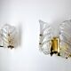 Paire d’appliques Feuilles Murano Italie 1970