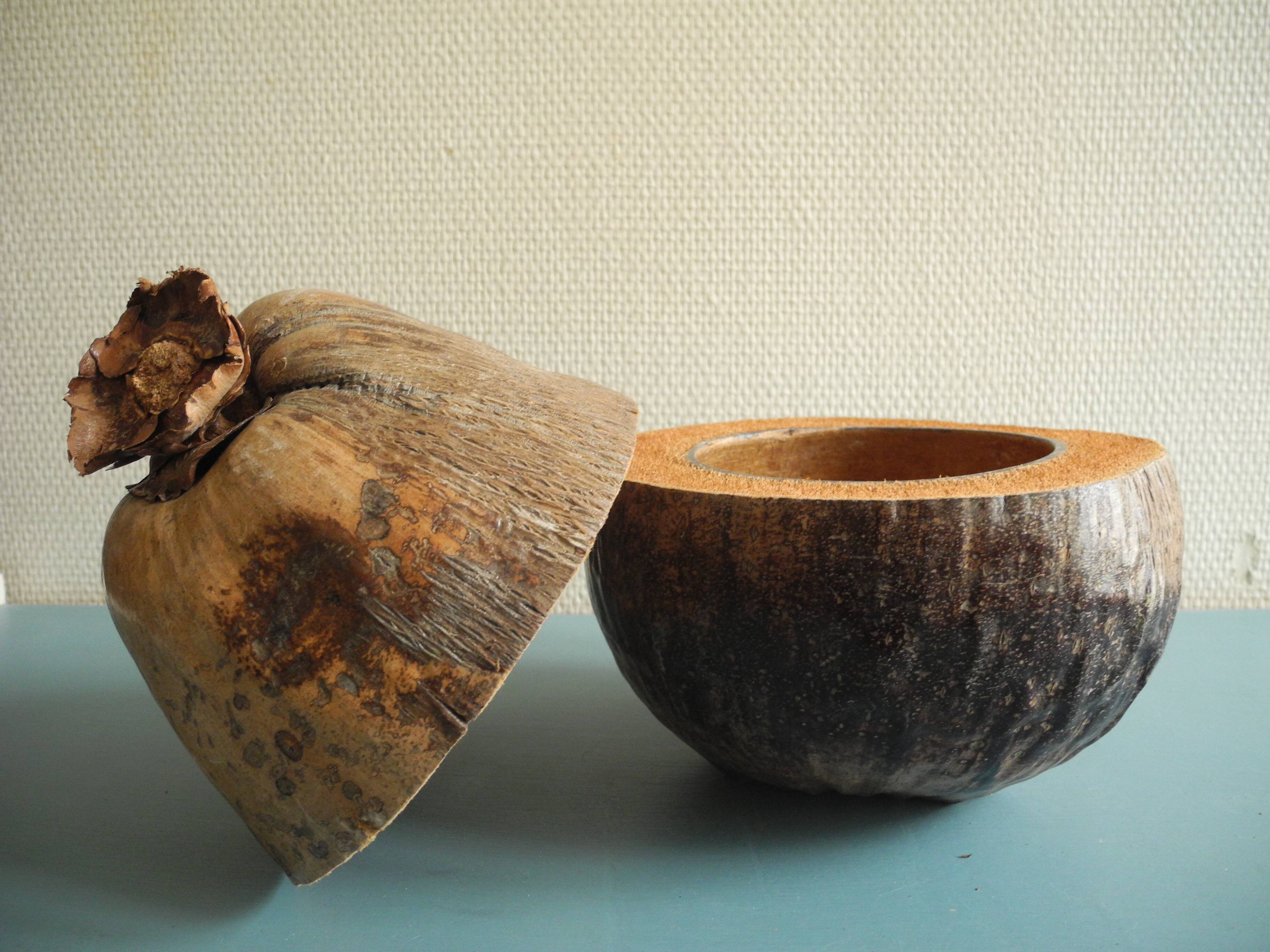 Old coconut ice bucket vintage decor ice bucket coconut 70s