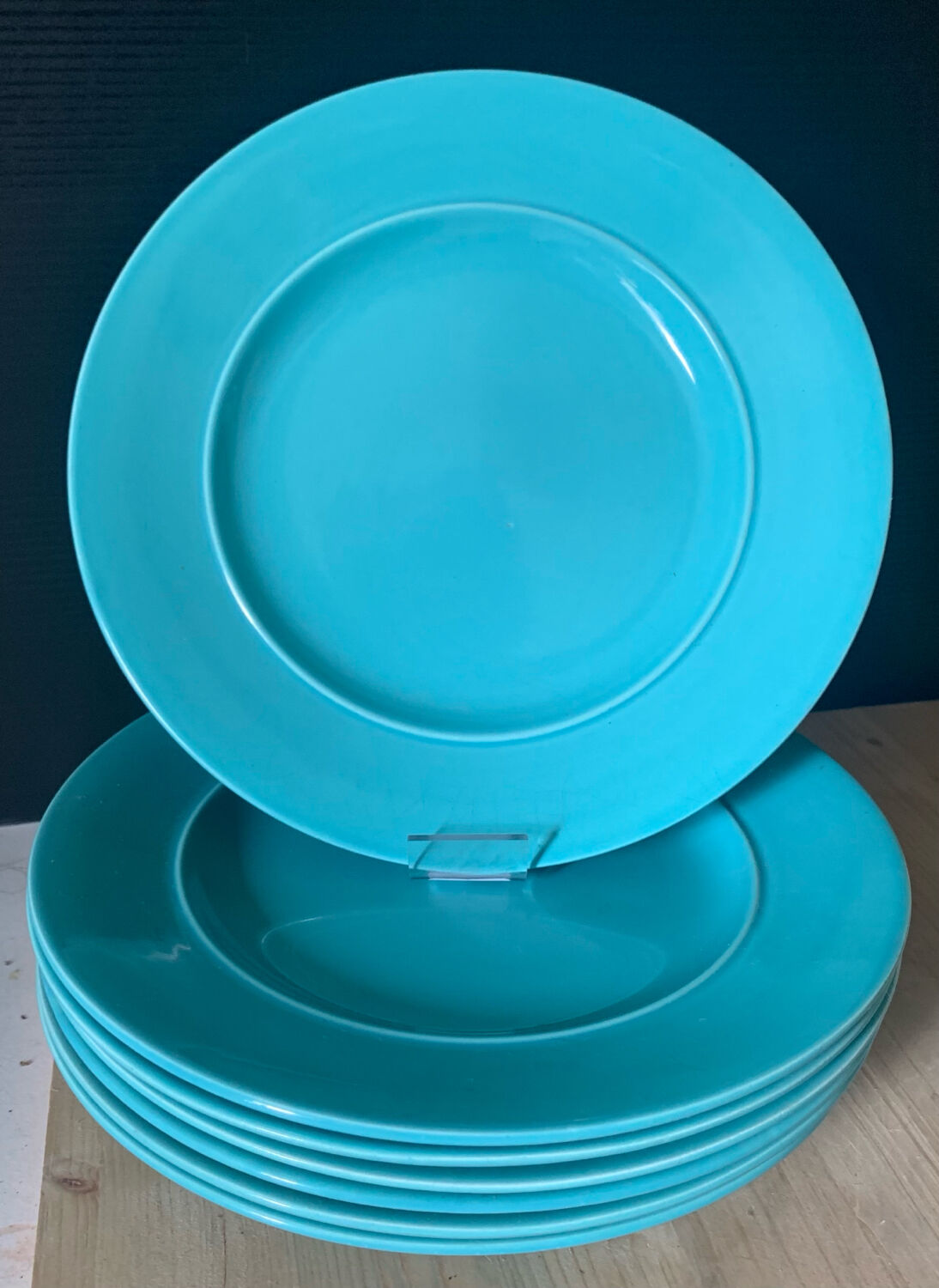 Turquoise blue earthenware plates