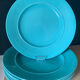 Turquoise blue earthenware plates