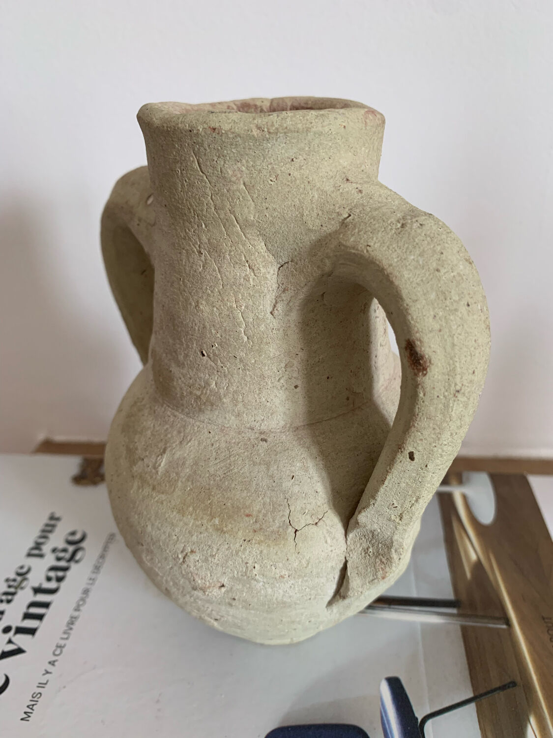 Vintage clay pot in minimalist style