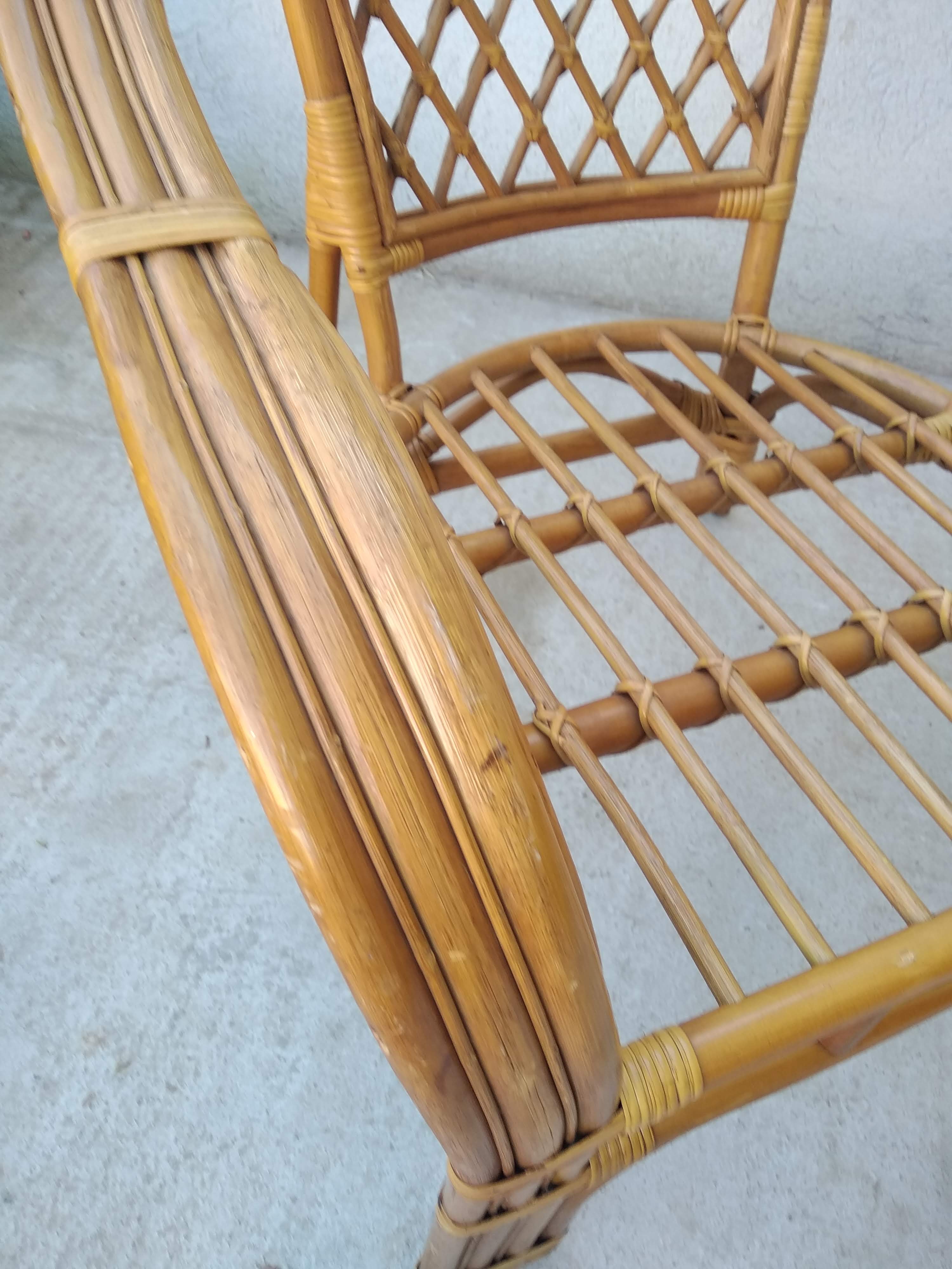 Pair of vintage rattan armchairs