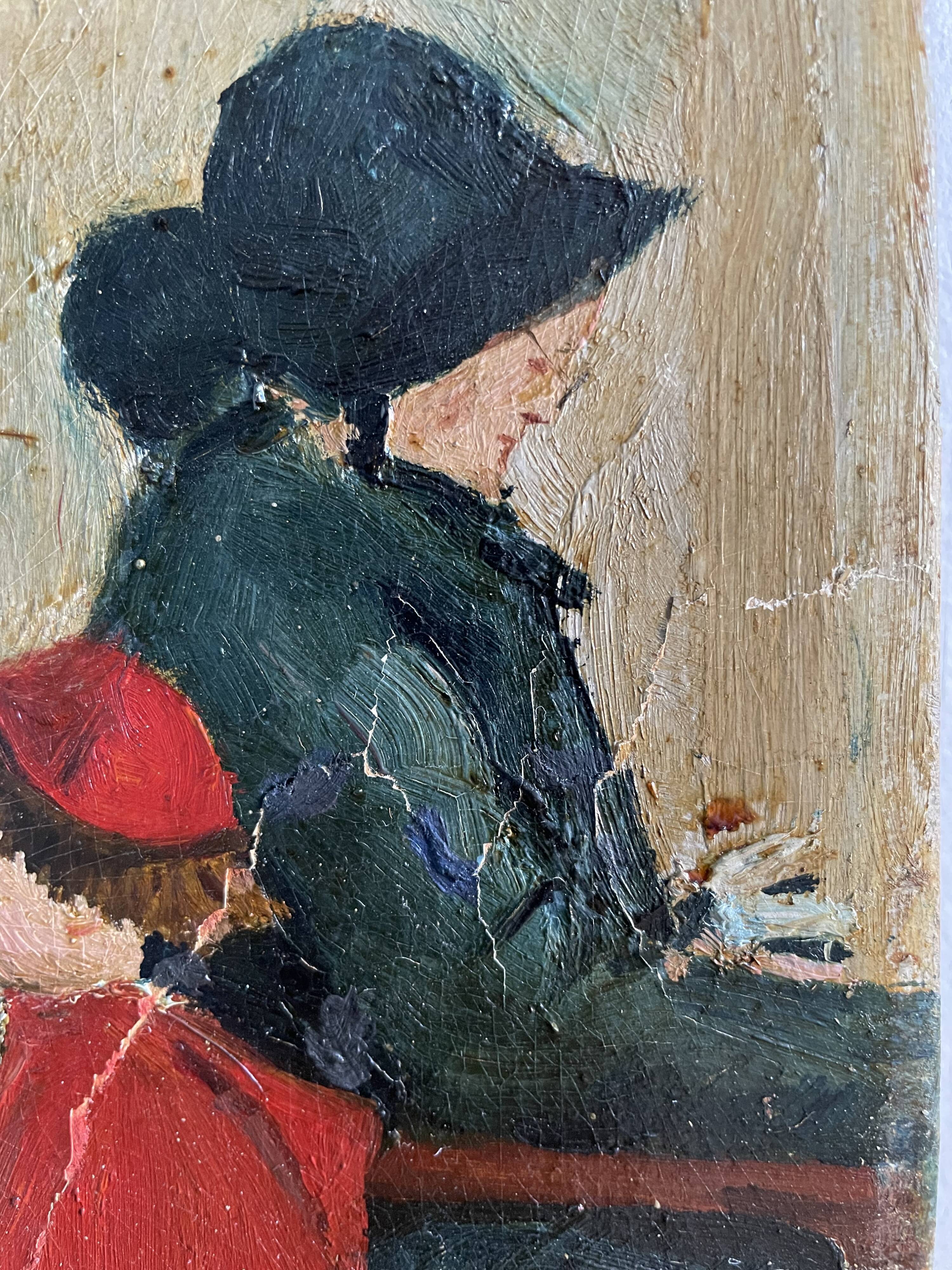 Old painting, church scene