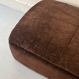 Cinna pouf in brown short velvet, Ligne roset 1970
